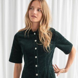 &Other Stories Corduroy Button-up Mini Dress